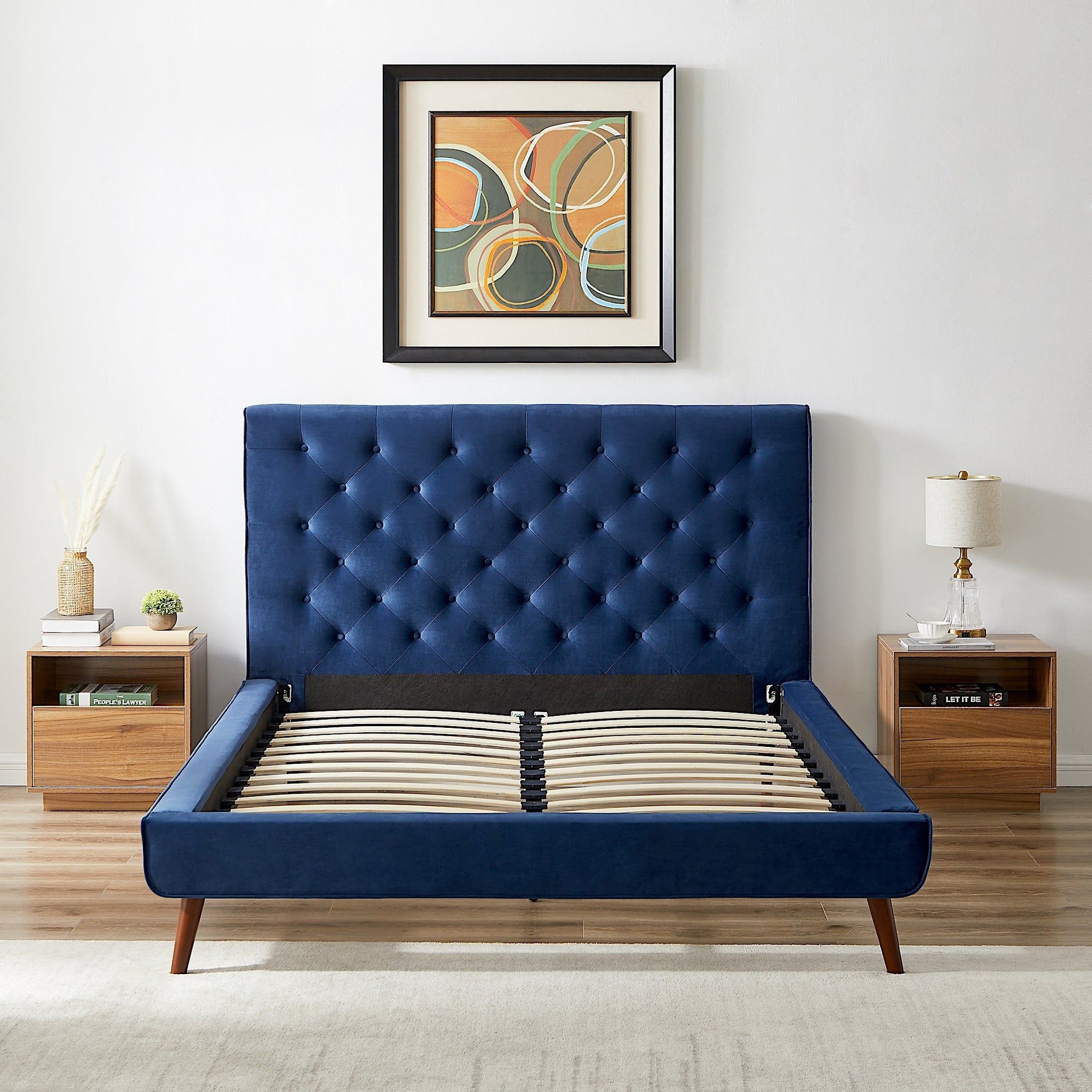 Dillon - Mid-Century Velvet Platform Bed