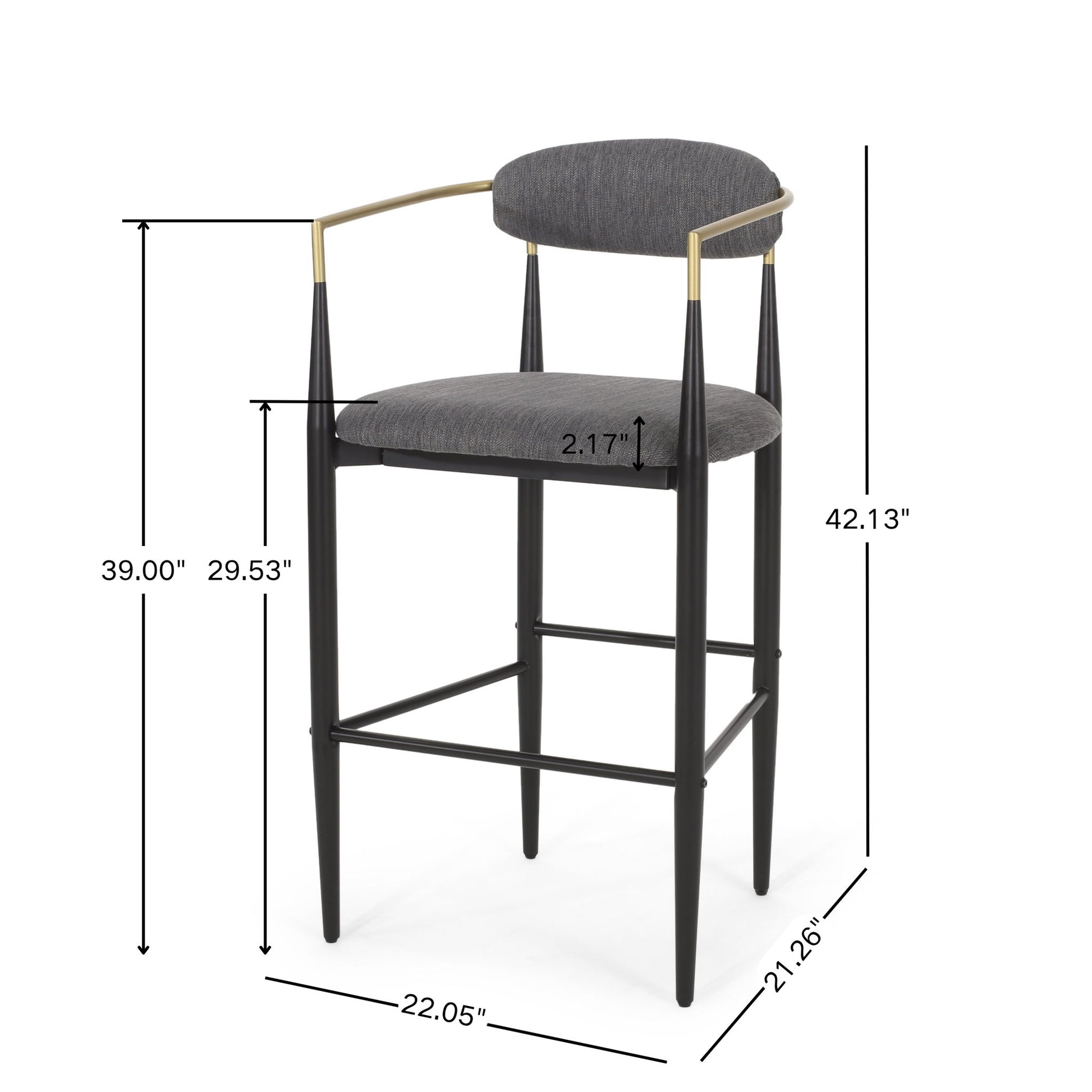 Modern Bar Stools With Armrests (Set of 2)