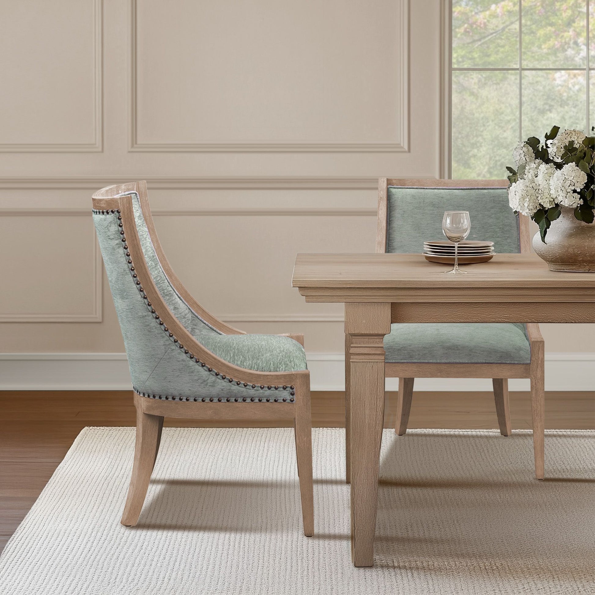 Elmcrest - Upholstered Dining Chair With Nailhead Trim - Soft Green