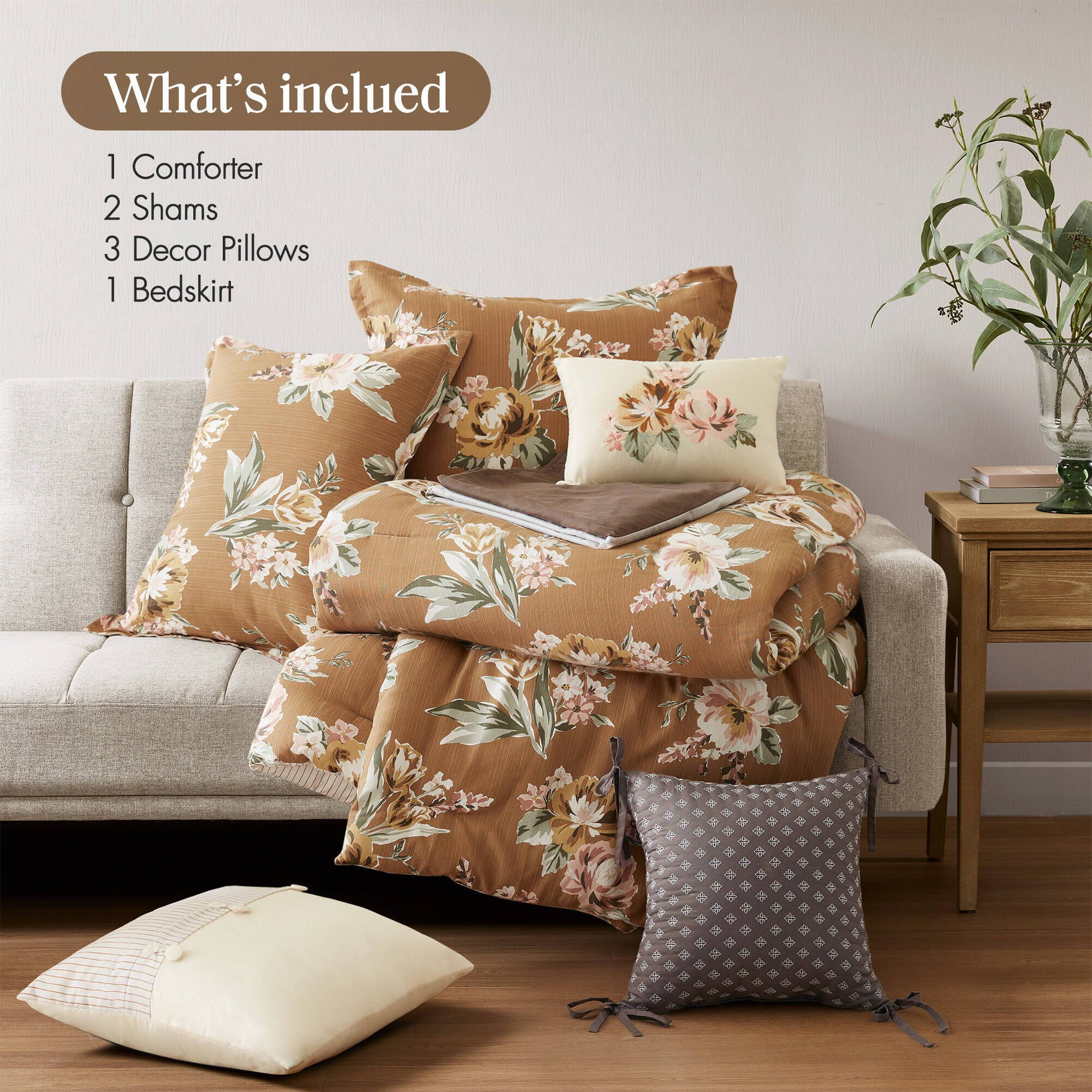 Salara - King Comforter Set - Terracotta