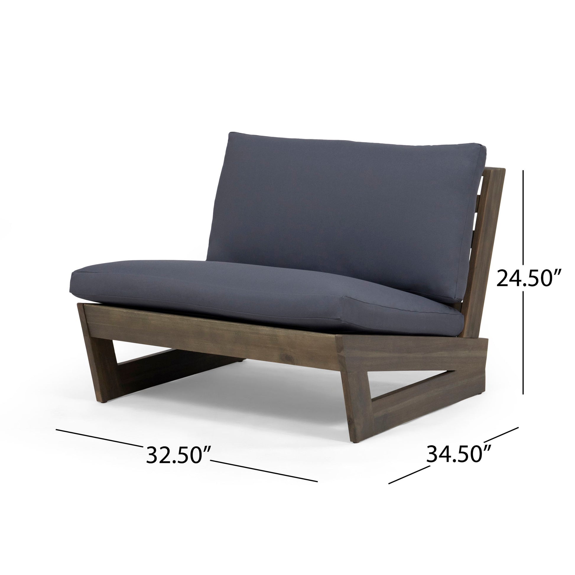 Acacia Wood Outdoor Club Chair With Cushions