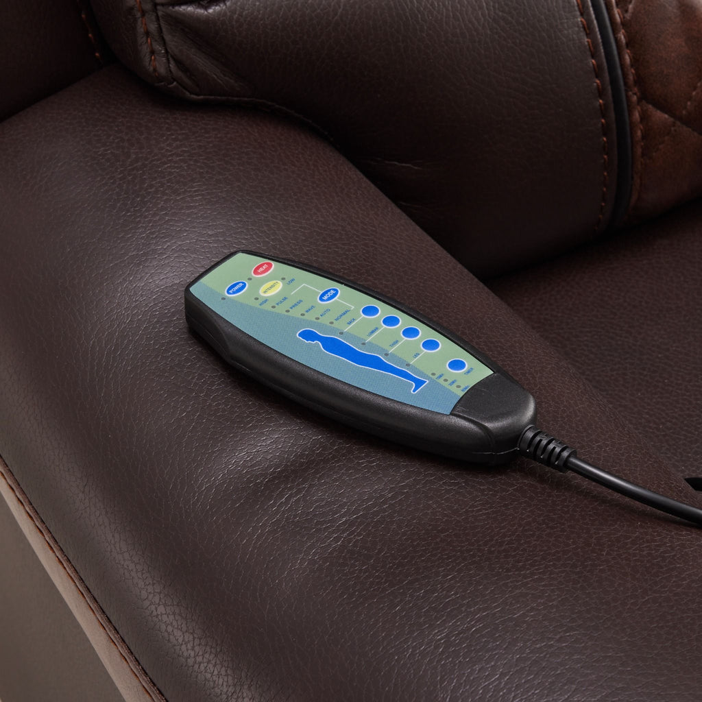 Heated Massage Recliner With Remote Control - Brown