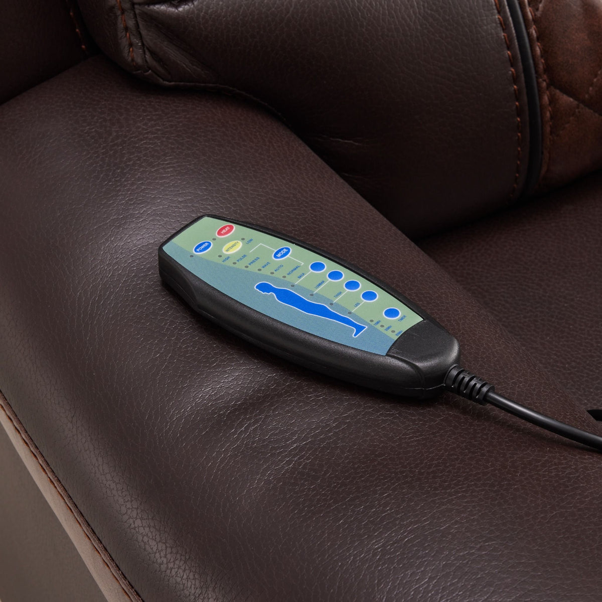 Heated Massage Recliner With Remote Control - Brown