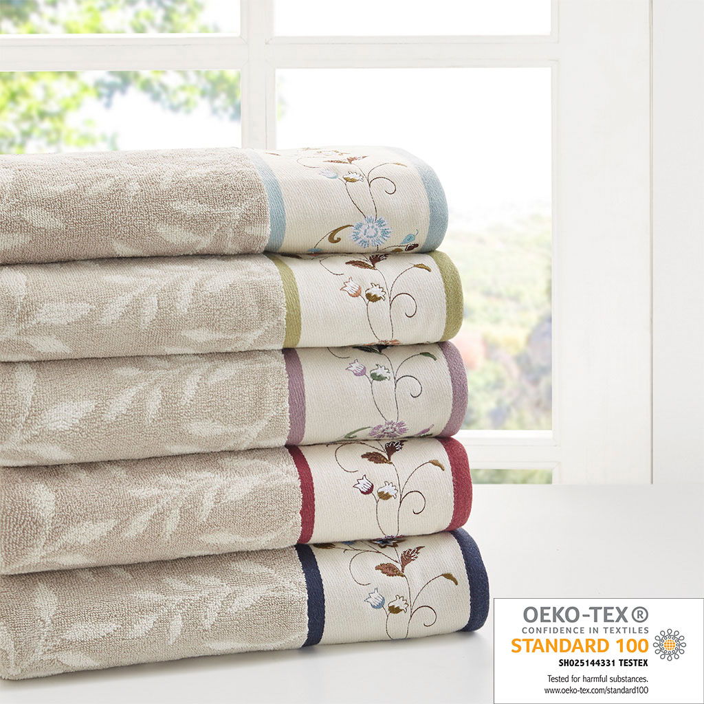 Serene - Jacquard 6 Piece Towel Set - Red