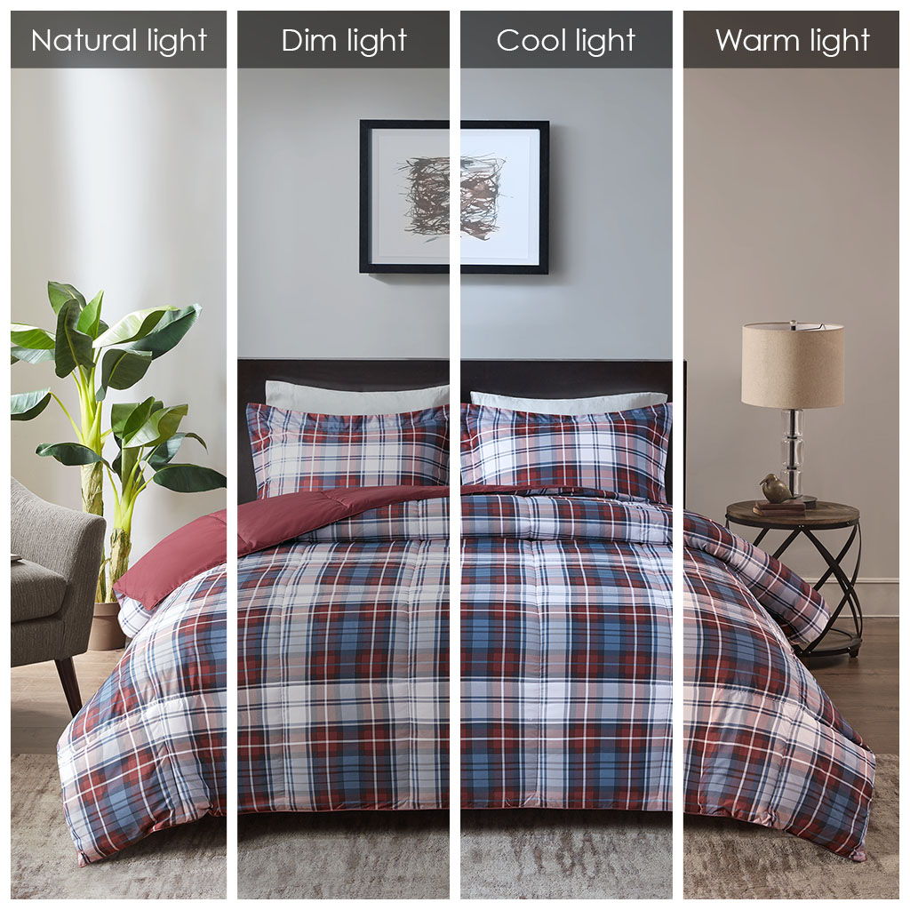 Parkston - King 3M Scotchgard Down Alternative All Season Comforter Set - Red