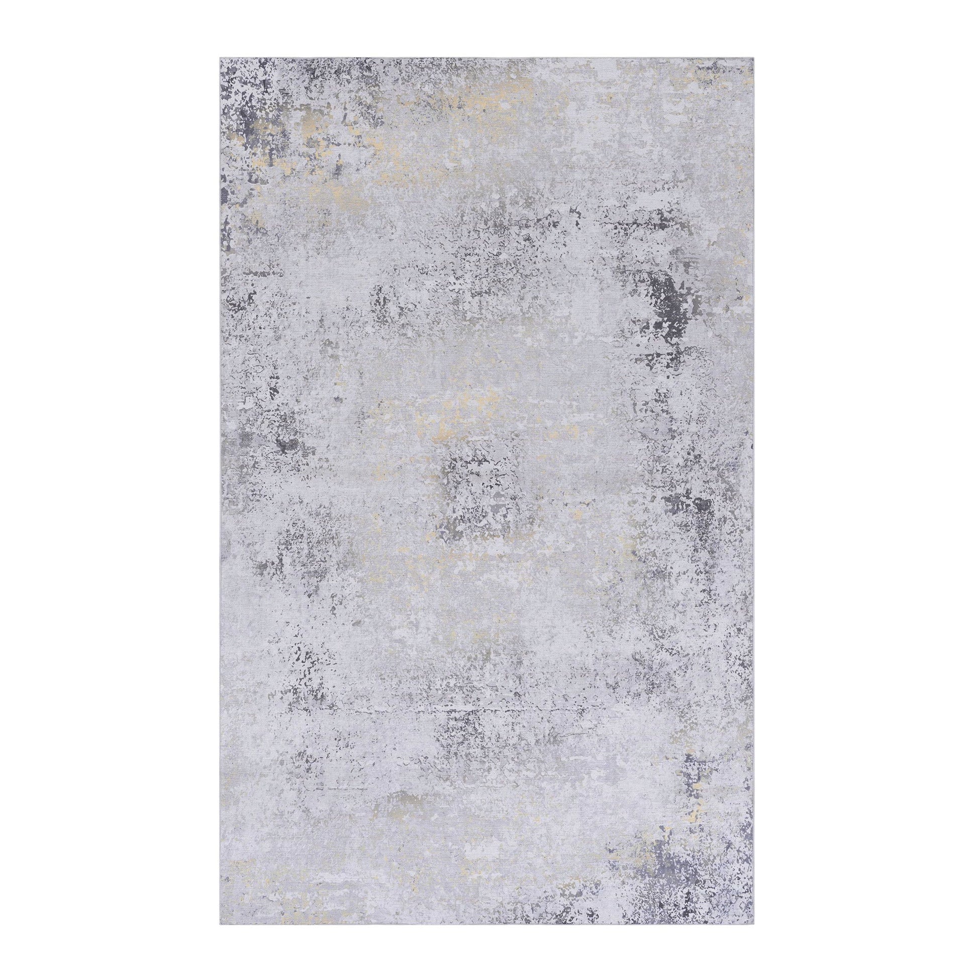 Maval - 6' X 9' Washable Area Rug - Gray / Gold