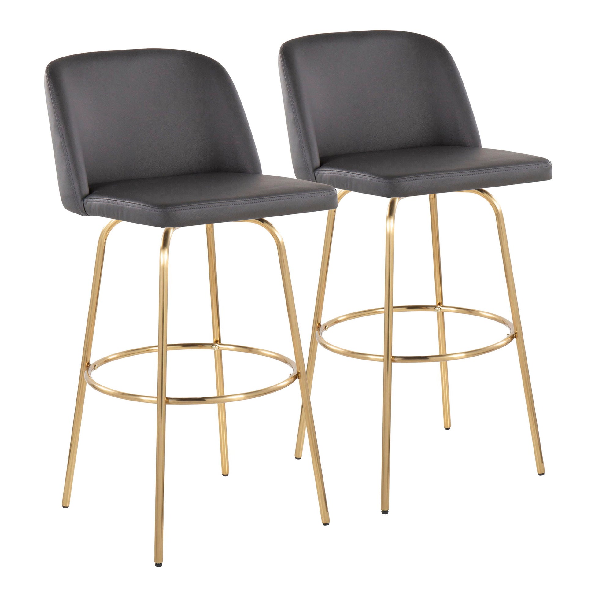 Toriano - Contemporary Fixed Height Barstool With Swivel And Round Footrest (Set of 2)