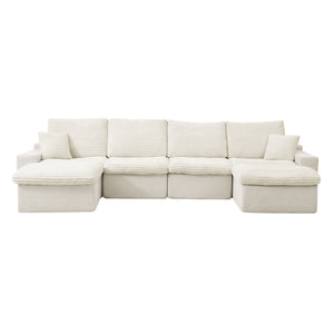 Modern Modular U Shaped Cloud Sectional Couch With Deep Seat And Comfy Chaise