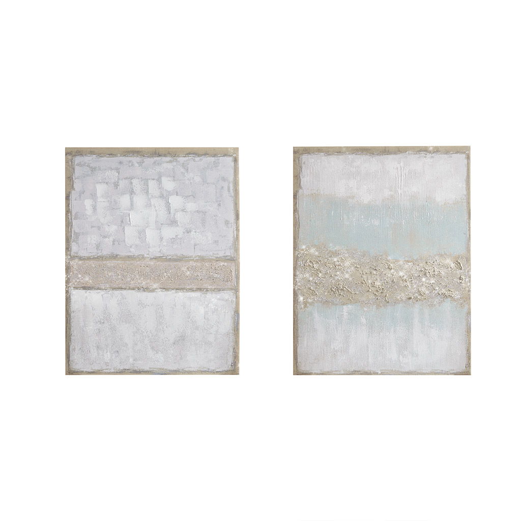 Radiant Flatland - Glitter Canvas Art Hand Embellished (Set of 2) - Multi