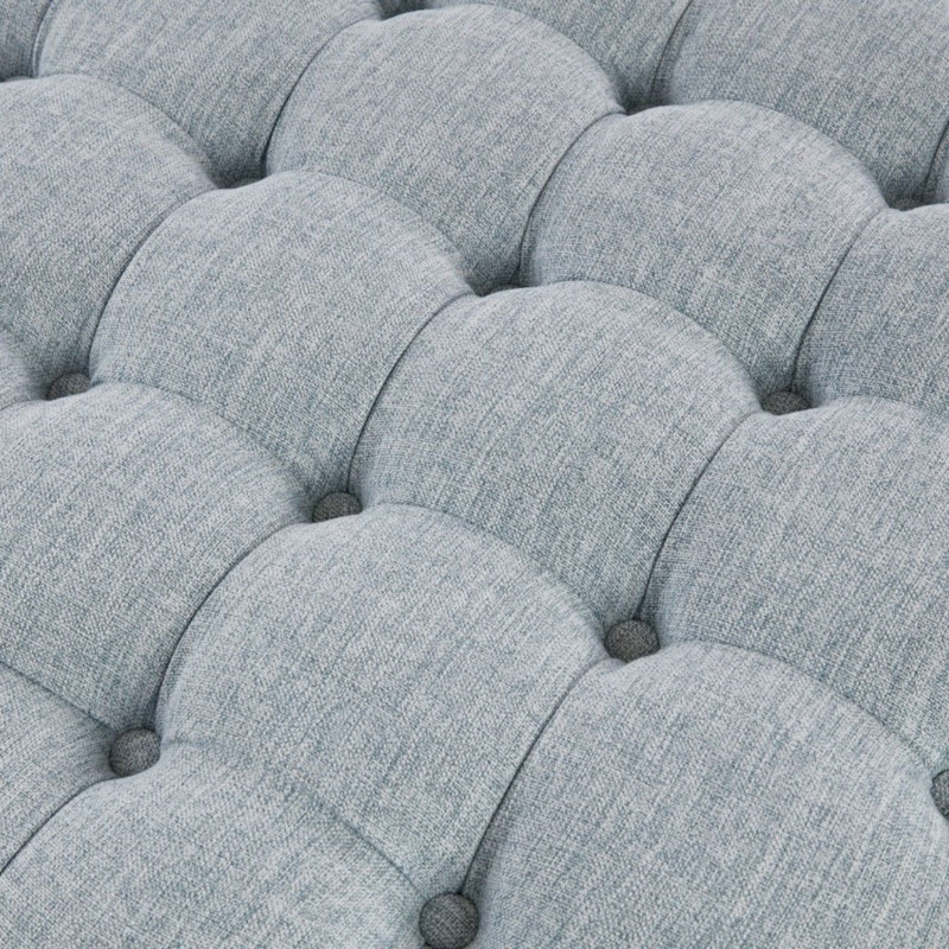 Skirted Tufted Round Ottoman With Button Top - Gray