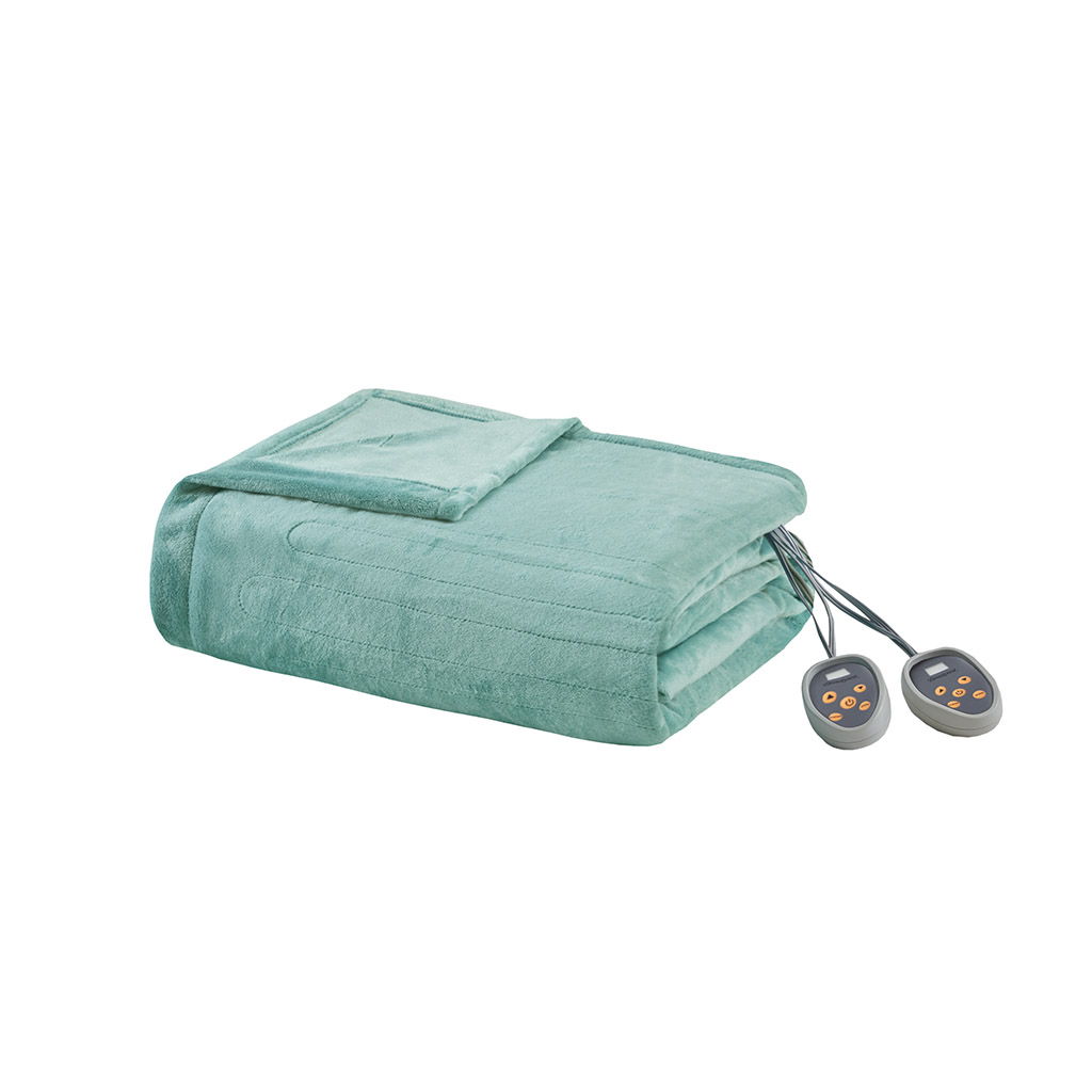 Heated Plush - Queen Blanket - Aqua