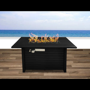 Outdoor Fire Pit Table With Lid, - Black