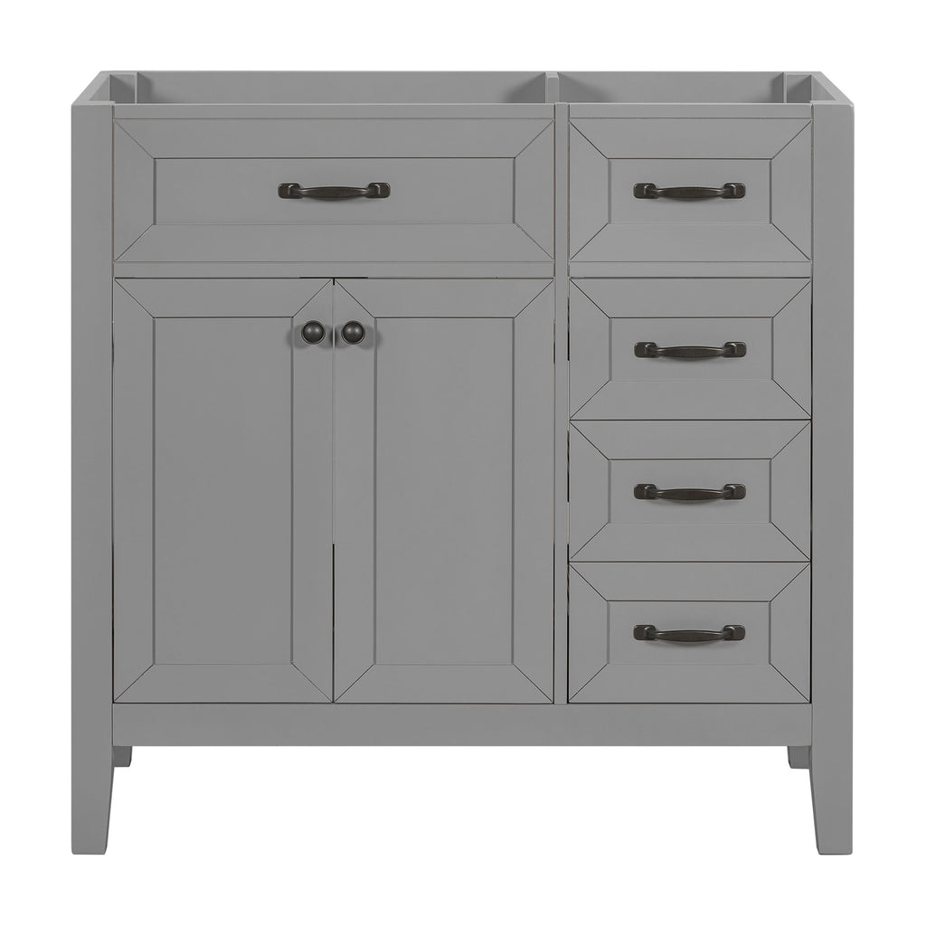 Modern Bathroom Vanity Base Only, 2 Doors And 3 Drawers