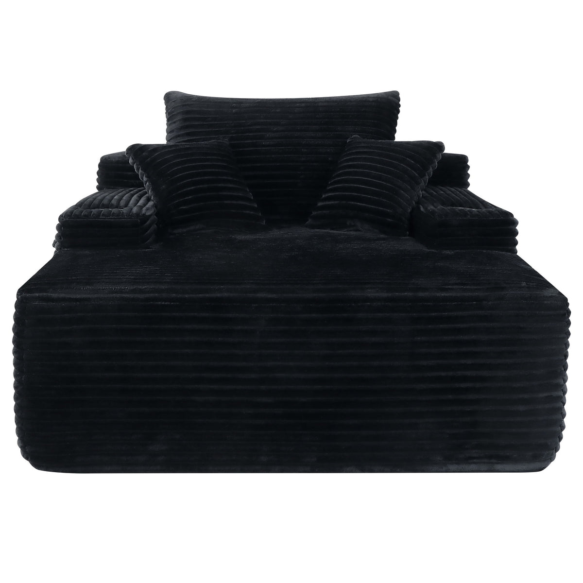 Convertible Chaise Lounge Chair & Wide Armrest & Throw Pillows - Black