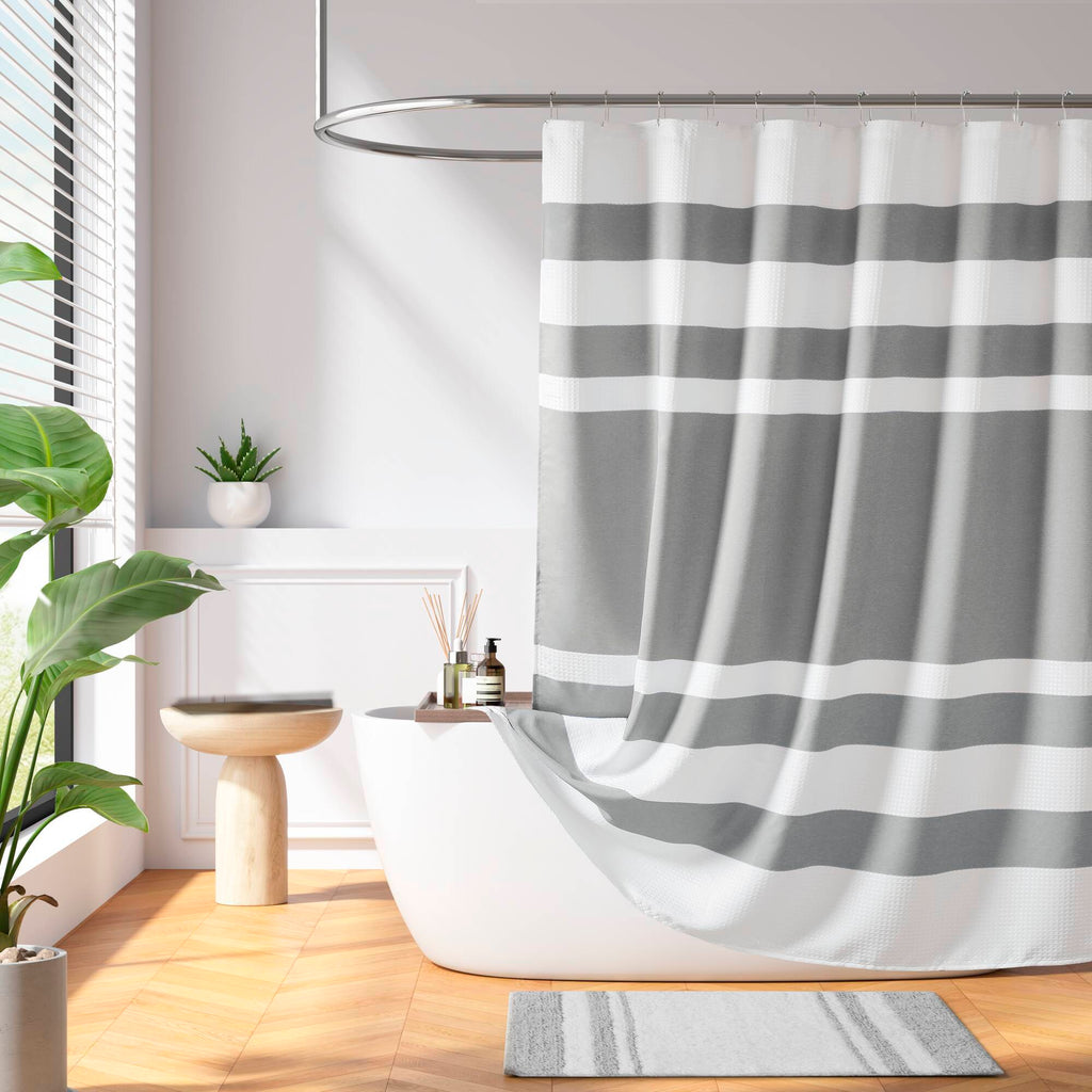 Spa Waffle - Shower Curtain With 3M Treatment - Gray