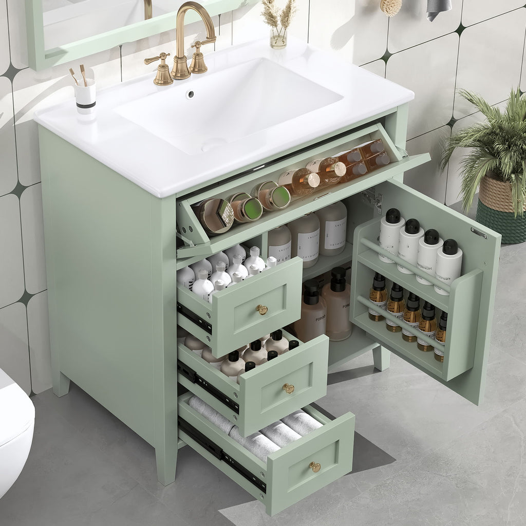Bathroom Vanity With Sink, 3 Drawers And Adjustable Shelf, Freestanding Storage Unit