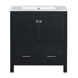 Bathroom Vanity With Single Sink, Combo Cabinet Undermount Sink, Bathroom Storage Cabinet With Two Doors And A Drawer, Soft Closing, Multifunctional Storage, Solid Wood Frame
