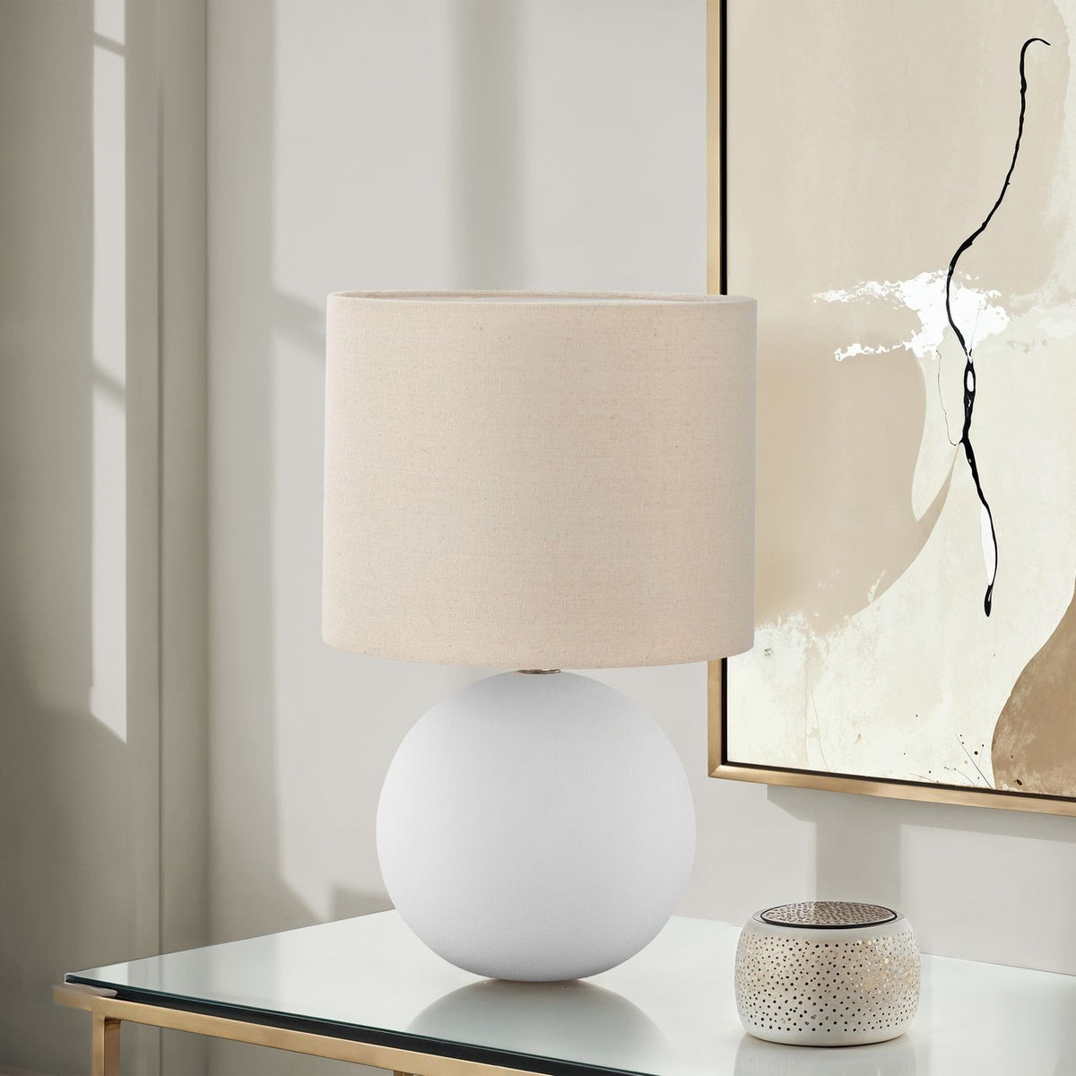 Contemporary Lighting, Table Lamp, Resin, Ceramic - Cream