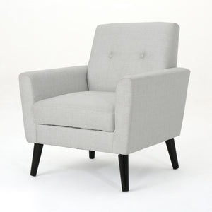 Radiantize - Upholstered Fabric Club Chair With Square-Off Back And Button Tufted - Light Gray