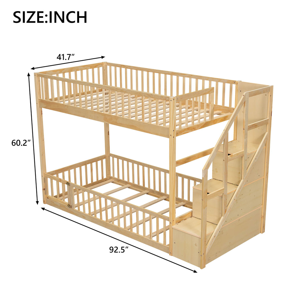 Floor Bunk Bed With Ladder And Storage