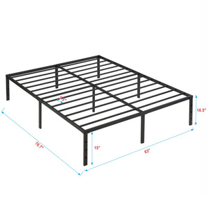 Heavy Duty Queen Size Bed Frame With Quiet Support - Black