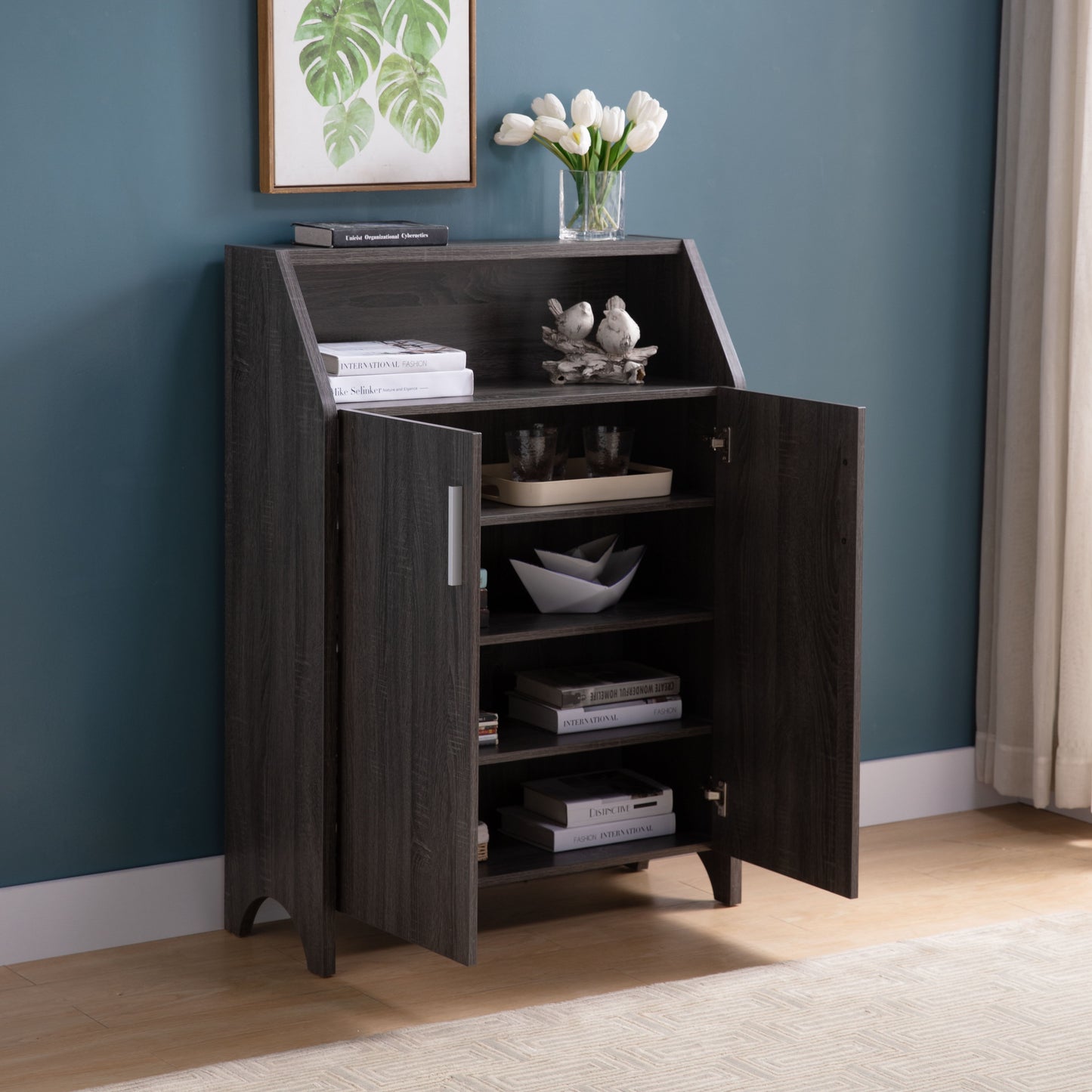 Modern Shoe / Storage Cabinet Two Door With 4 Shelves