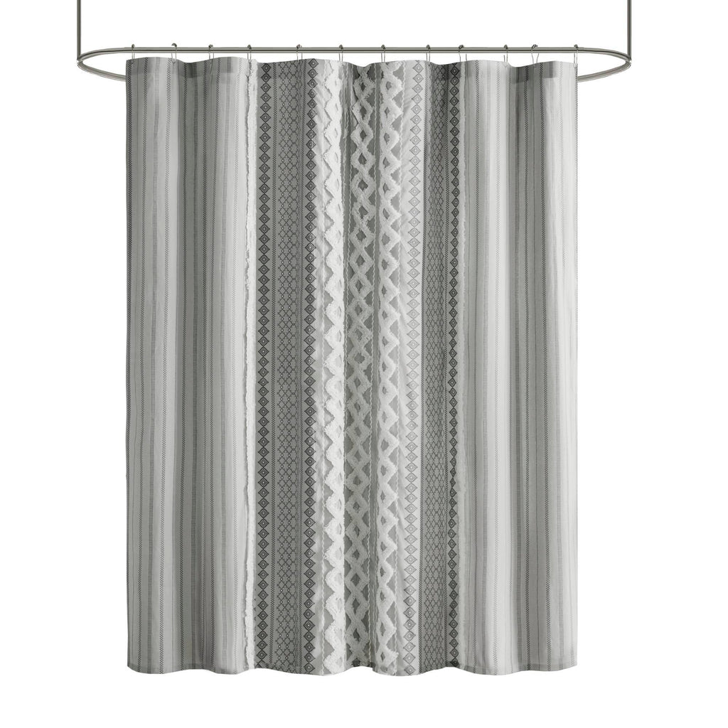 Imani - Printed Shower Curtain With - Gray