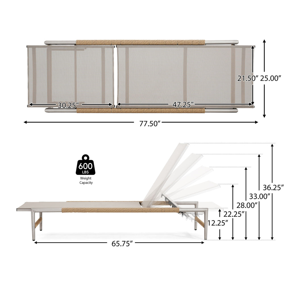 Hargrove - Outdoor Patio Aluminum Chaise Lounge (Set of 2) - Natural / Silver