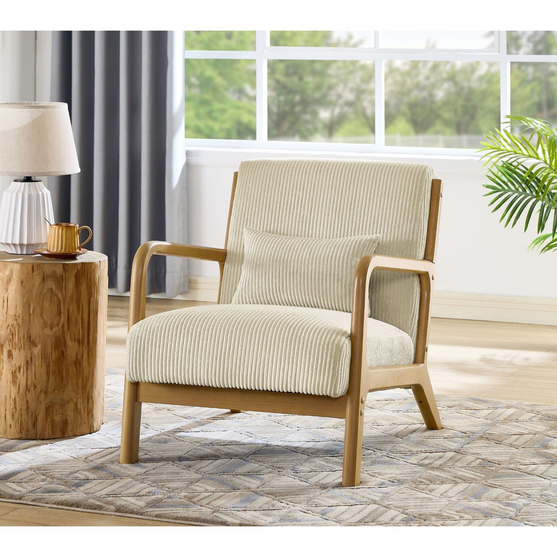 Upholstered Armchair With Back Support Pillow