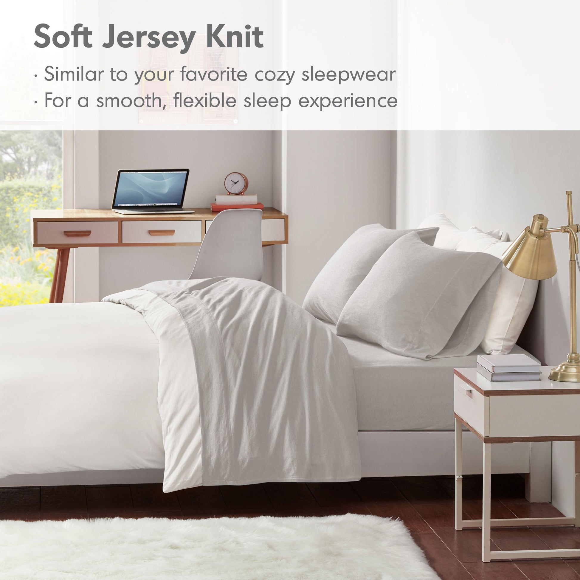 Blend Jersey Knit - 4 Piece King All Season Sheet Set - Gray