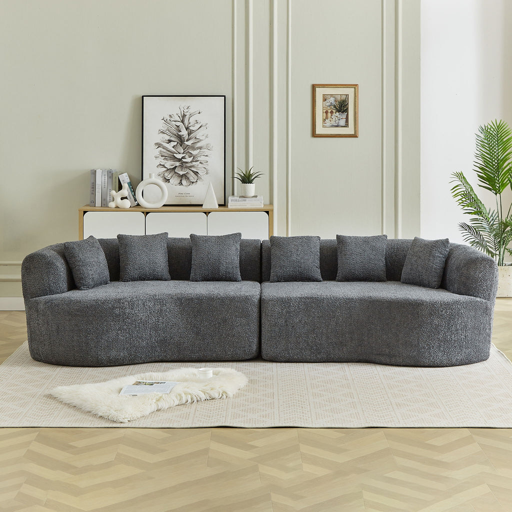 Curved Sectional Sofa With 6 Pillows