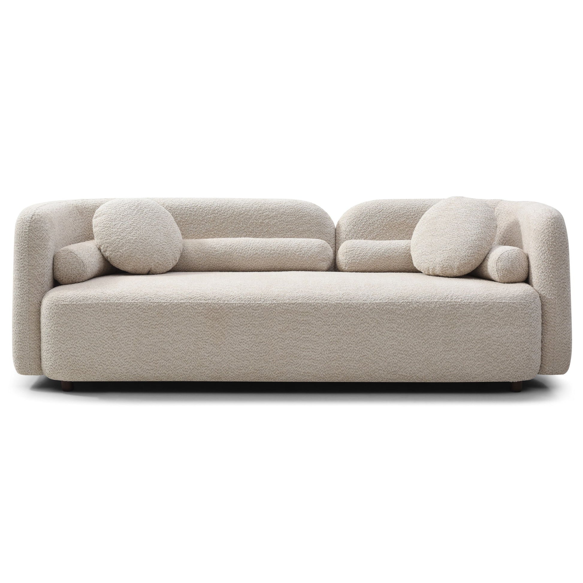 3 Seater Sofa Couch With Throw Pillows For Living Room - Light Beige