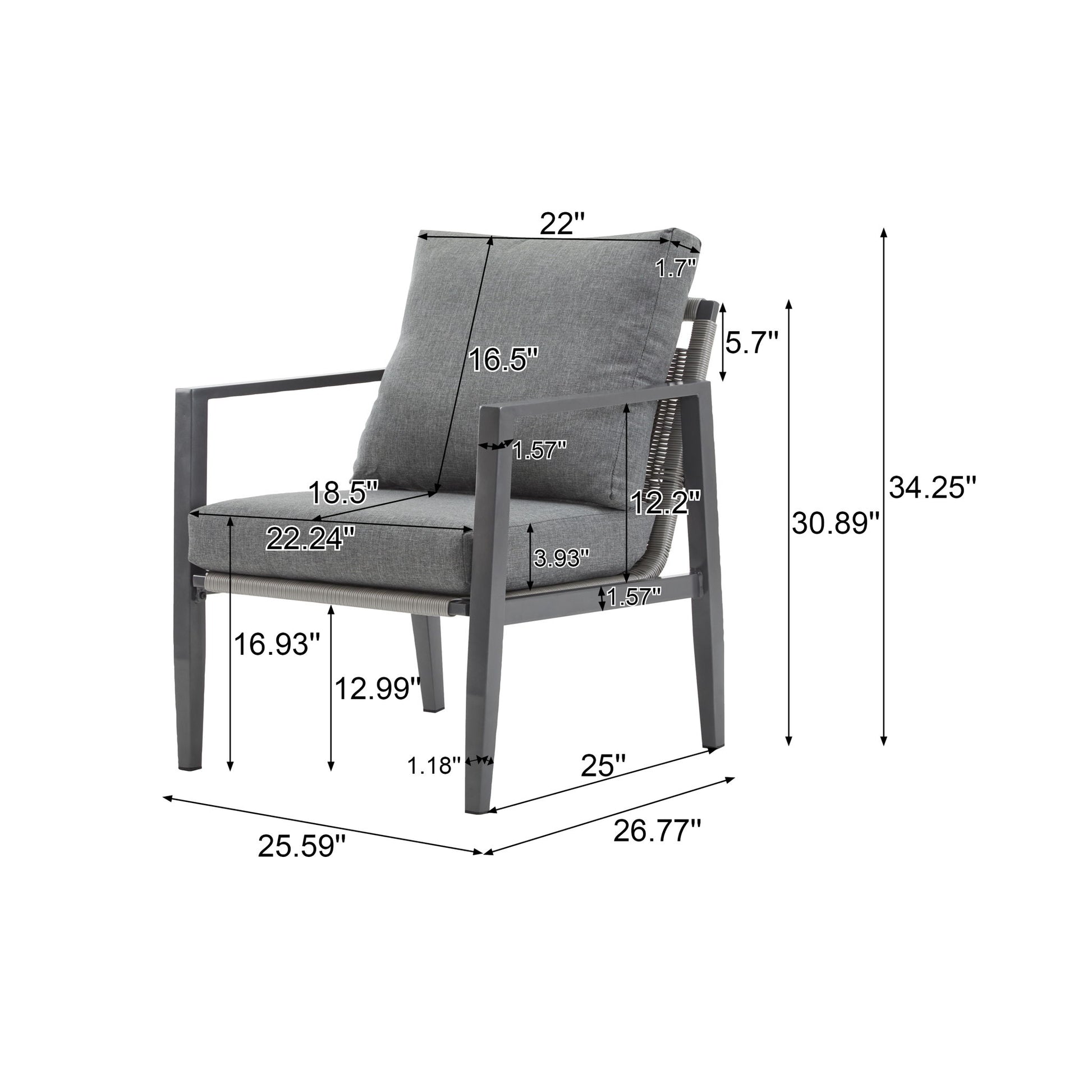 Modern Lounge Chair With Rope Accents And Cushions