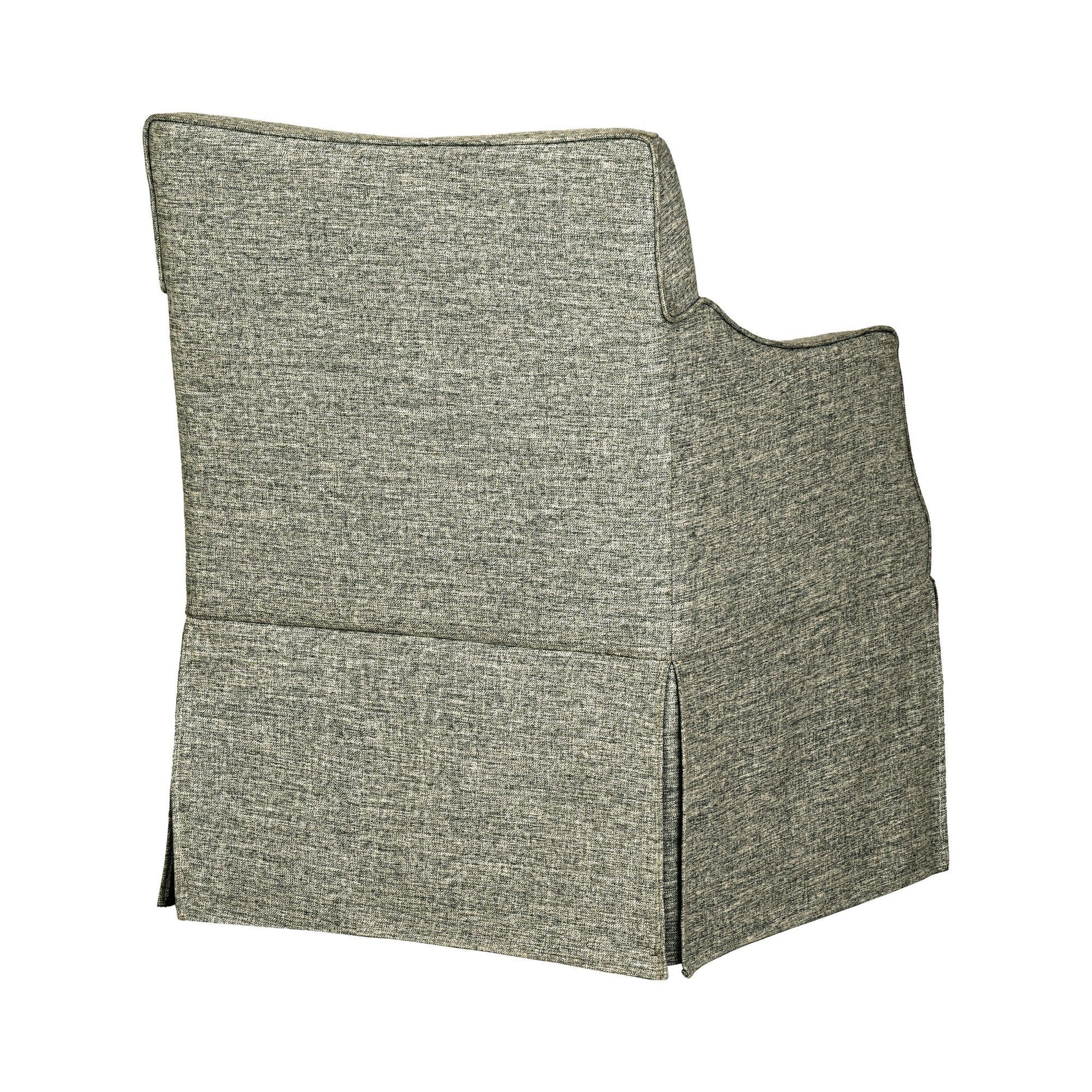 London - Upholstered Skirted Dining Arm Chair With Hidden Casters - Gray
