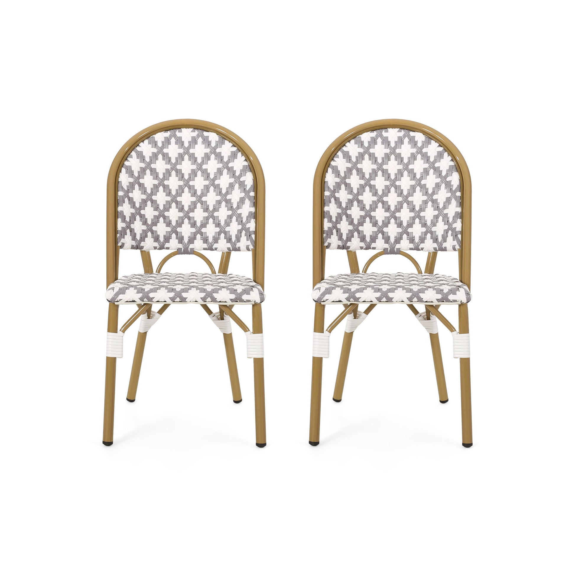 Chic French Bistro Chair With Durable Rattan And Aluminum Frame
