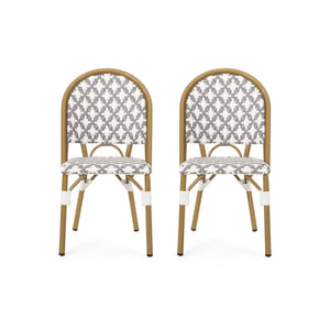 Chic French Bistro Chair With Durable Rattan And Aluminum Frame