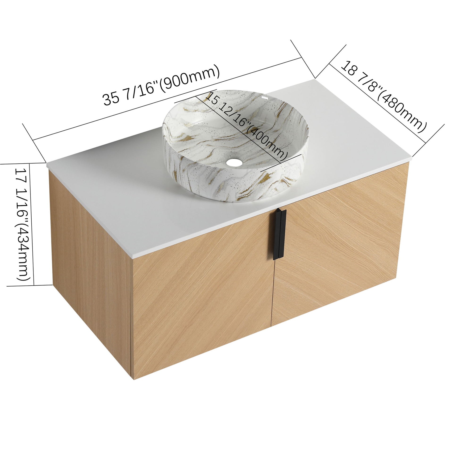 Wall Mounted Bathroom Vanity & Art Sink