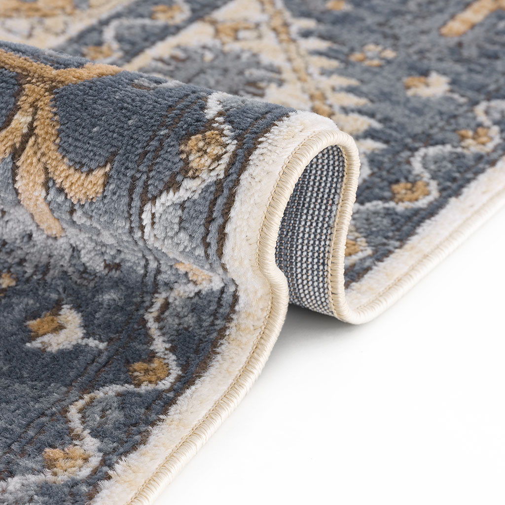 Dakota - 8' X 10' Tiled Border Area Rug - Blue / Cream