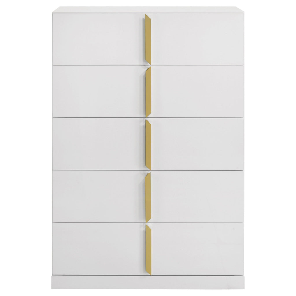 Lauryn - 5 Drawer Bedroom Chest - Gloss White