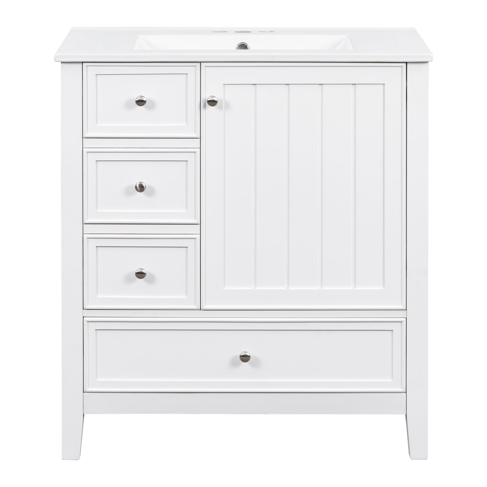 Modern Bathroom Vanity With Sink, 1 Cabinet & 3 Drawers