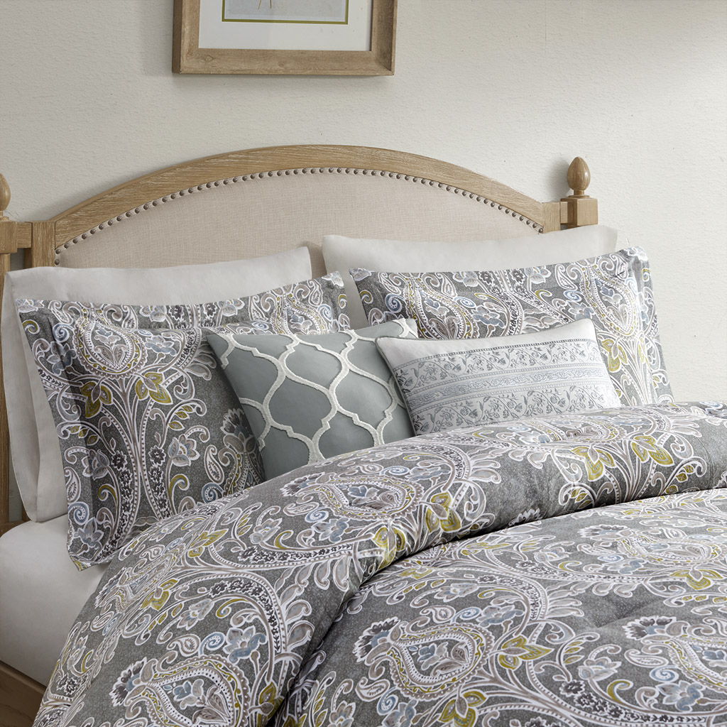 Hallie - King 5 Piece Duvet Cover Set - Gray