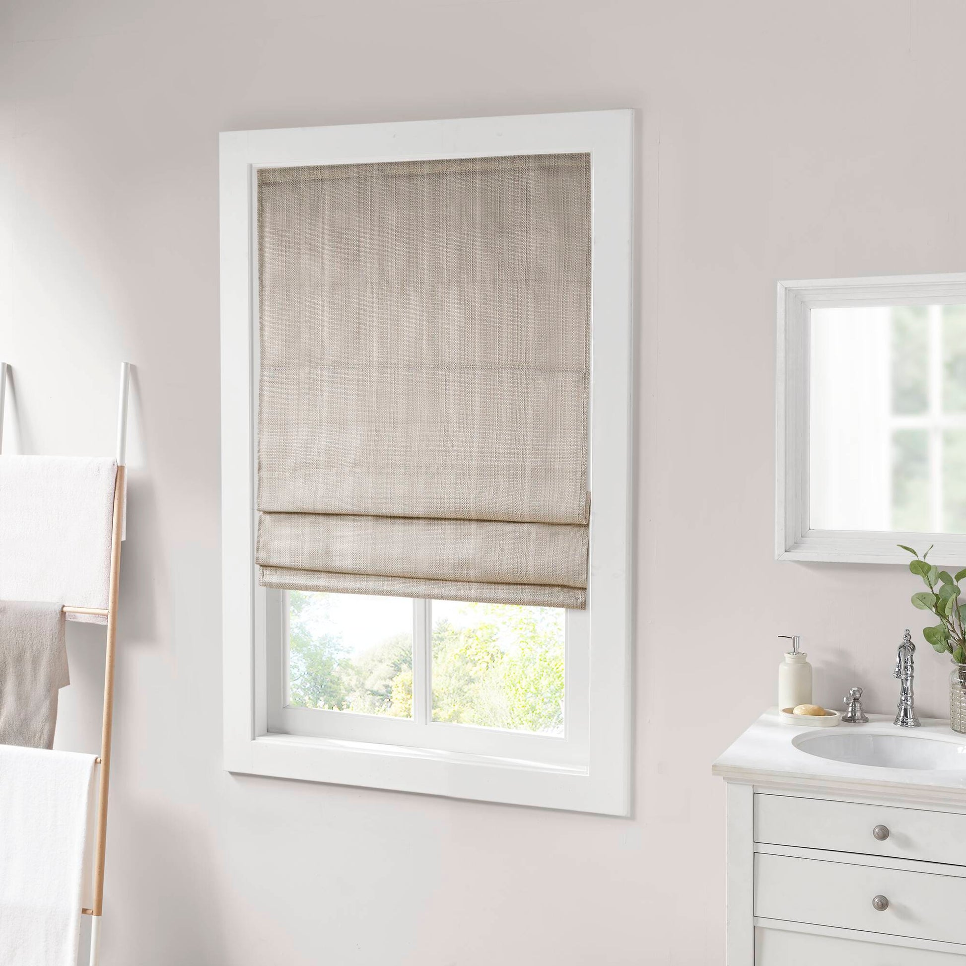 Galen - 33" Basketweave Room Darkening Cordless Roman Shade - Taupe