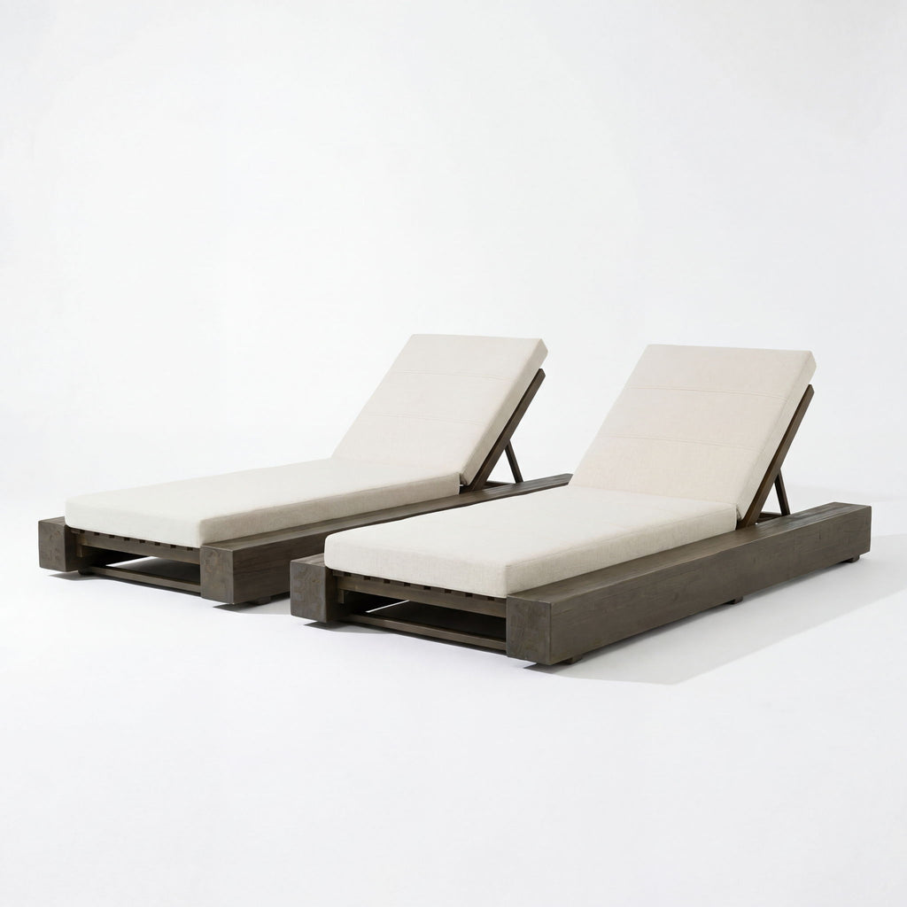Outdoor Chaise Lounges With Water-Resistant Cushions, Adjustable Backrest