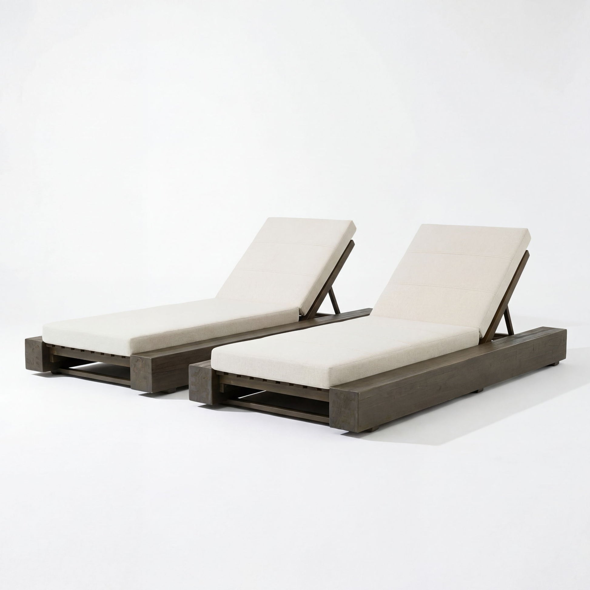 Outdoor Chaise Lounges With Water-Resistant Cushions, Adjustable Backrest