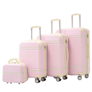 Hardshell Luggage Set 4 Pieces With Tsa Lock 20" / 24" / 28" Spinner Suitcase Lightweight - Light Pink
