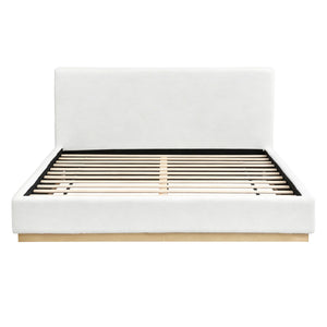 Queen Upholstered Bed - Natural / White