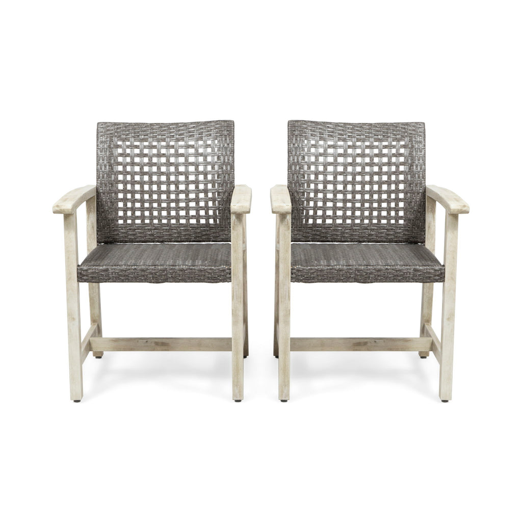 Outdoor Dining Chair Acacia Wood Frame (Set of 2)