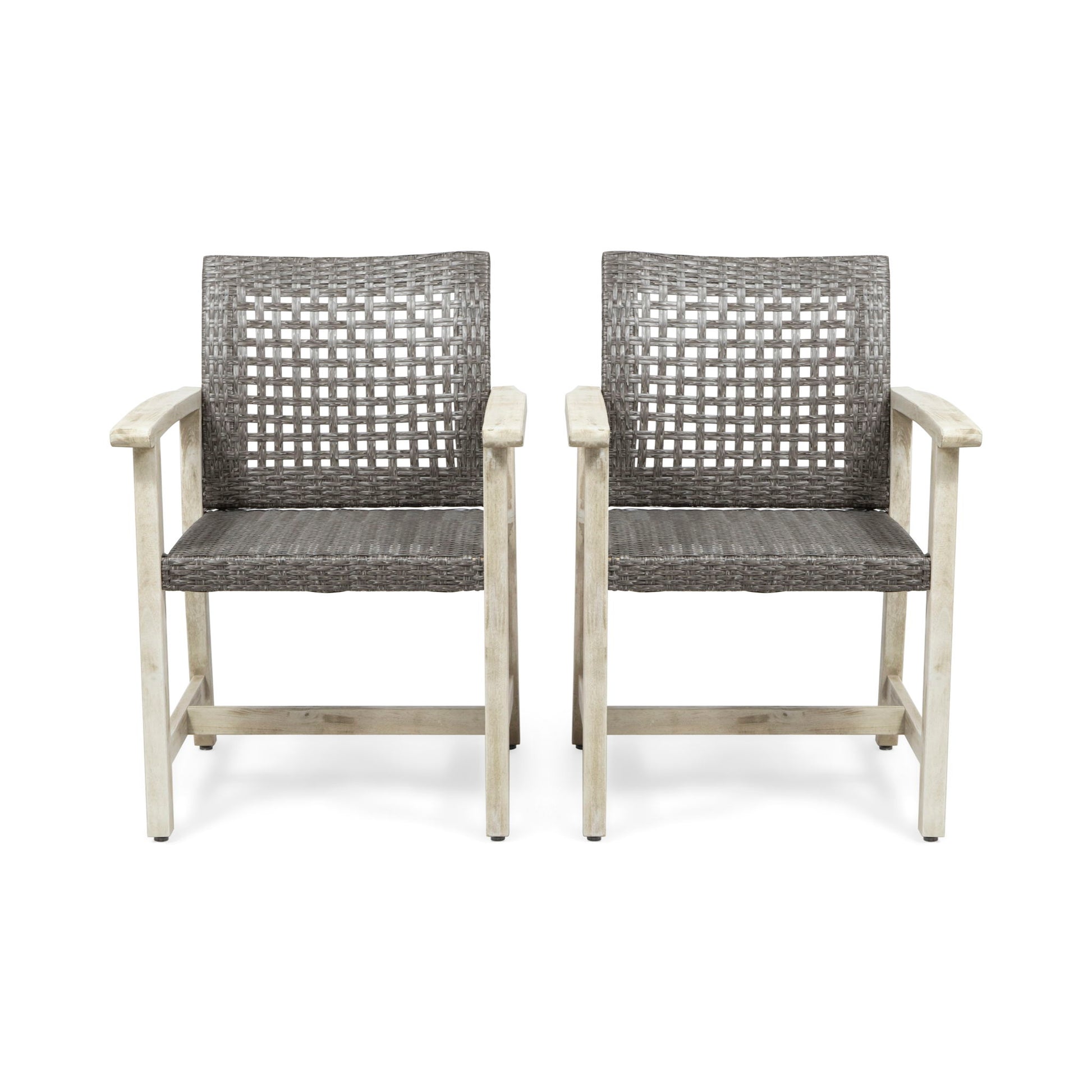 Outdoor Dining Chair Acacia Wood Frame (Set of 2)