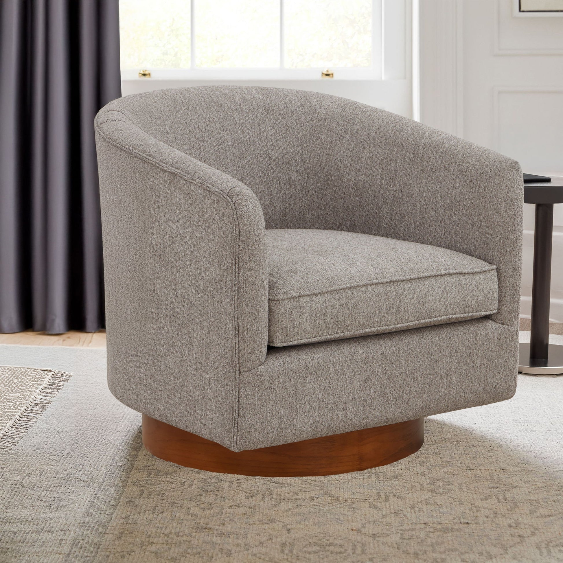 Miramar - Swivel Barrel Chair With Wooden Base