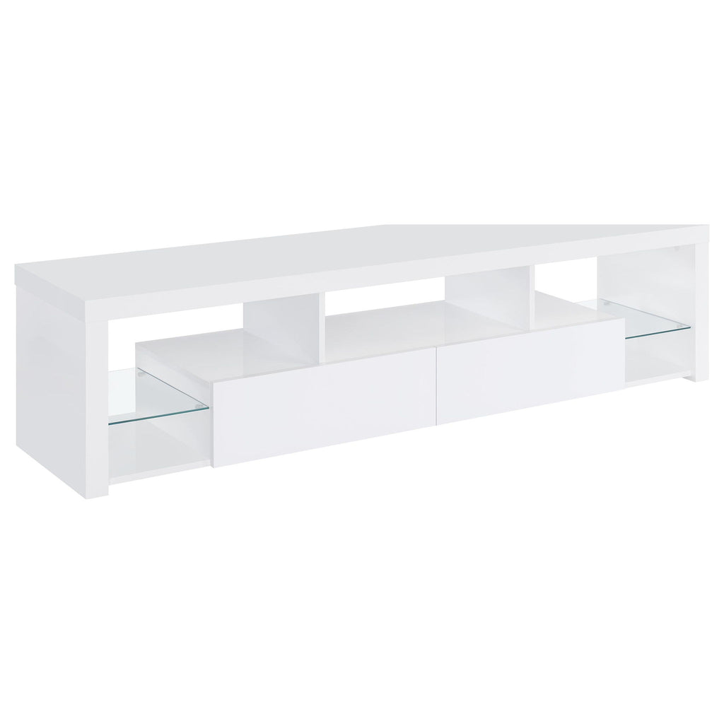 Lance - 2 Drawer TV Stand With Shelves - Gloss White